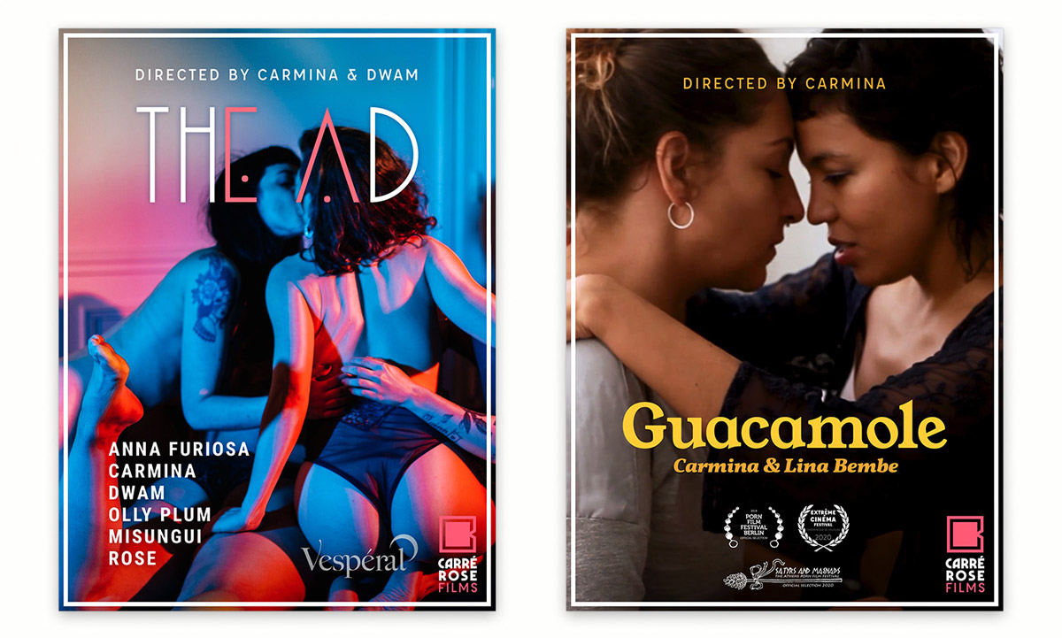 Carré Rose Films posters for two movies, The Ad and Guacamole.