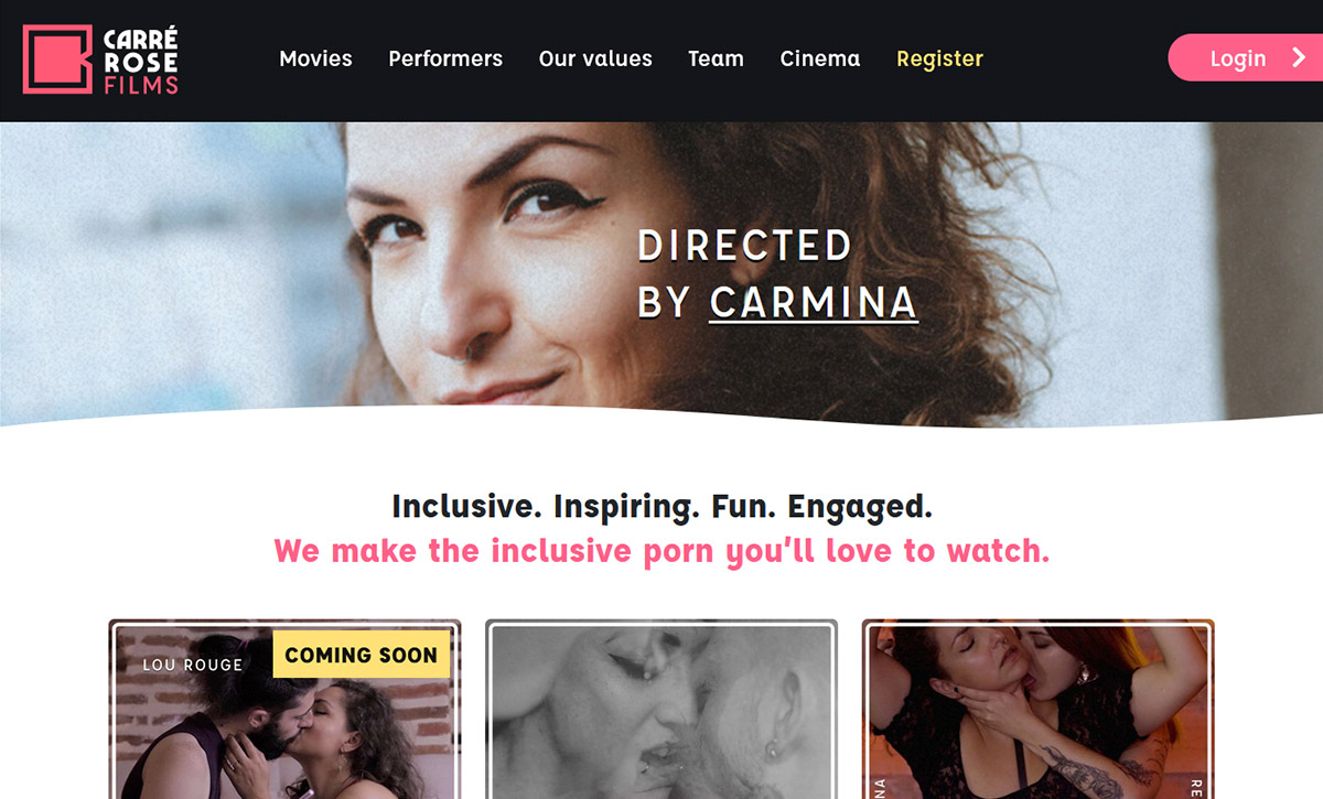 Screenshot of the Carré Rose Films homepage.