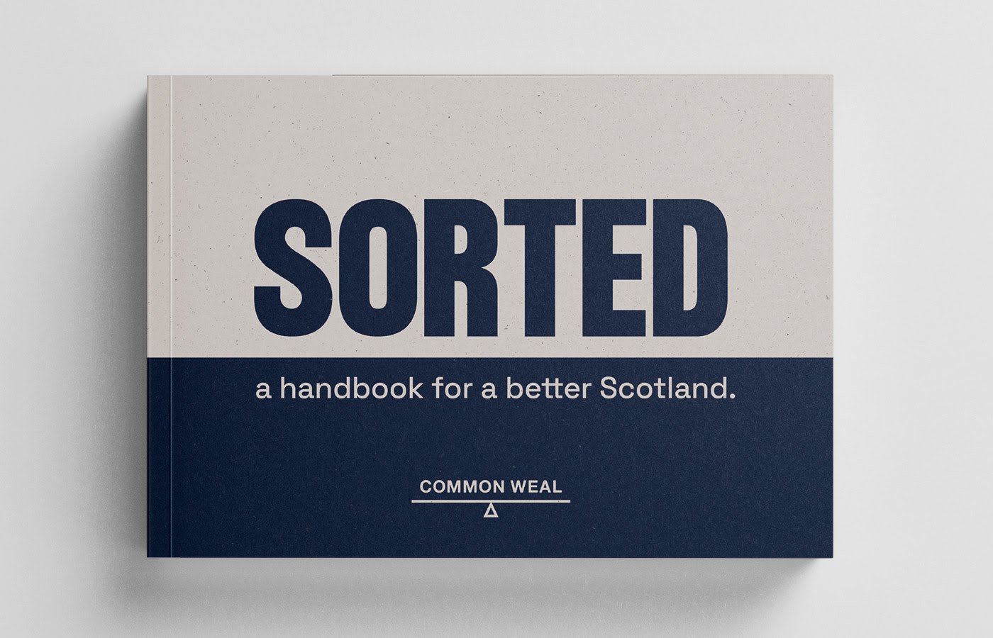 Photo of the Sorted book cover, a simple bicolour typography-focused design.